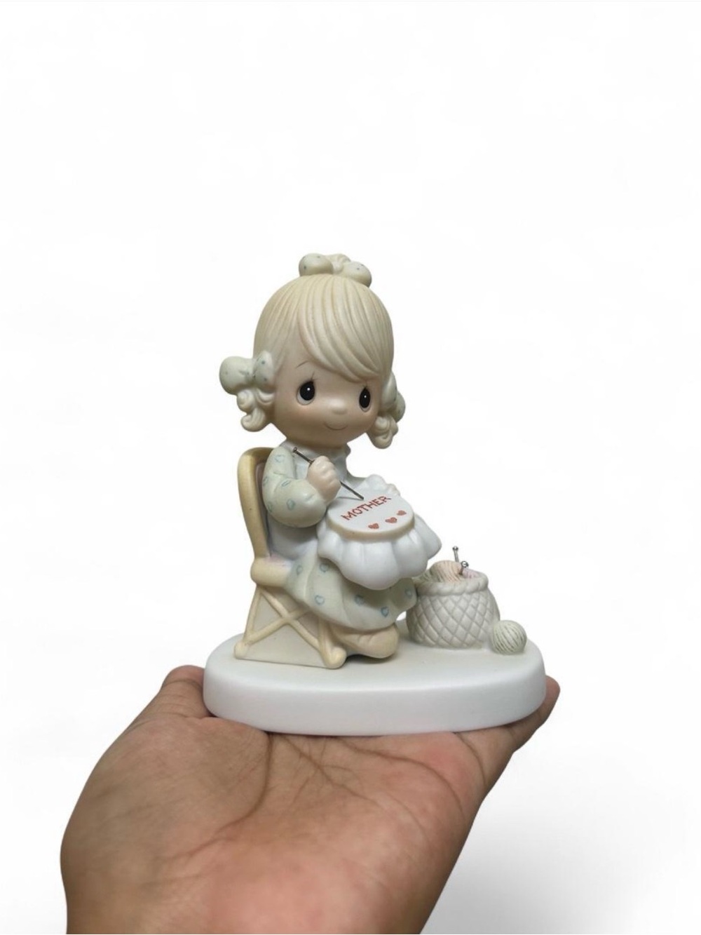 Precious Moments Porcelain Girl Sewing Figurine